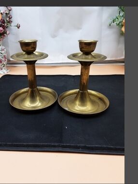 Brass Candlestick Holders - Pair